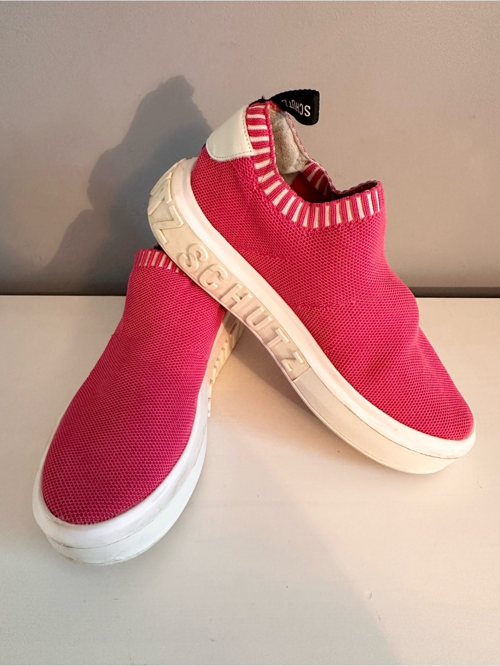 SCHUTZ - Hot Pink, Women’s, Knit Sneakers, Platform, Chunky, Pull On, Size 9